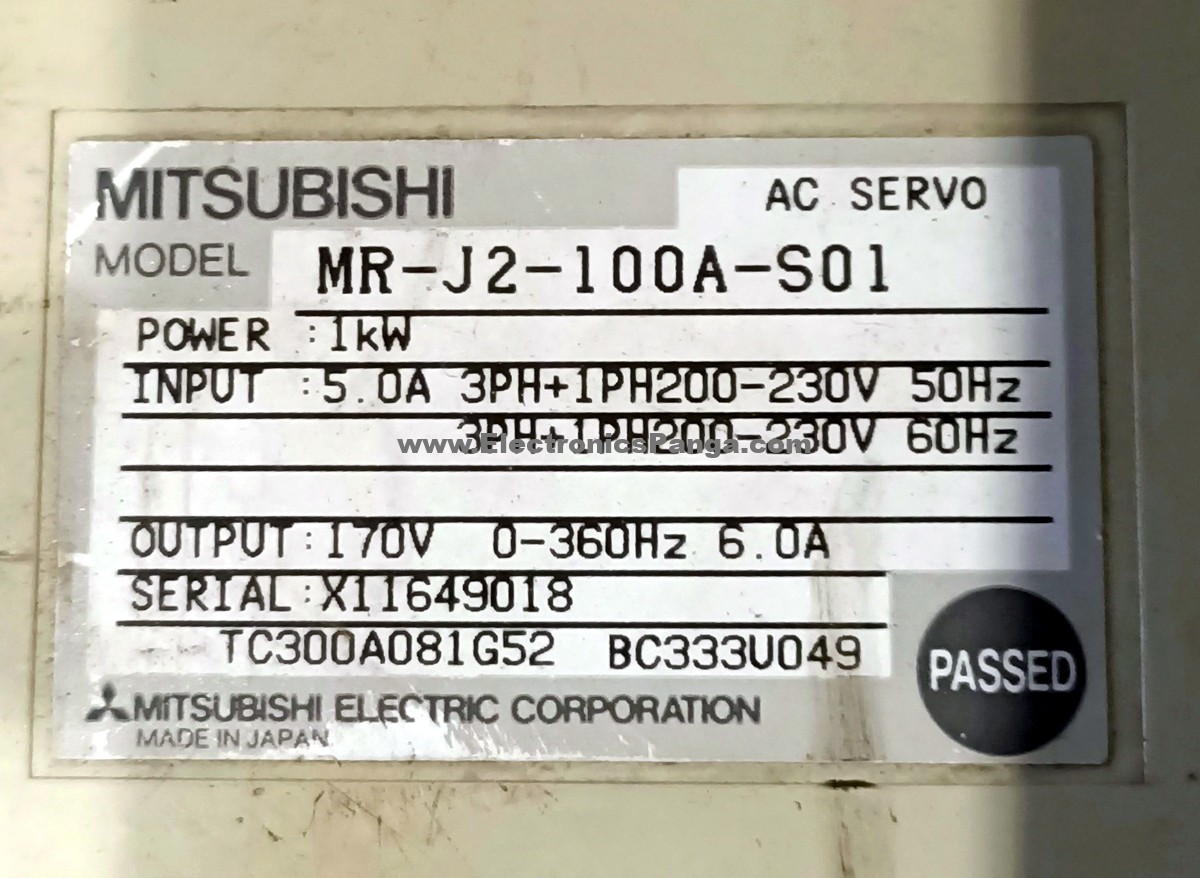 MITSUBISHI 1Kw (1000W) MR-J2-100A-S01 AC Servo Driver SD1133 - Image 4