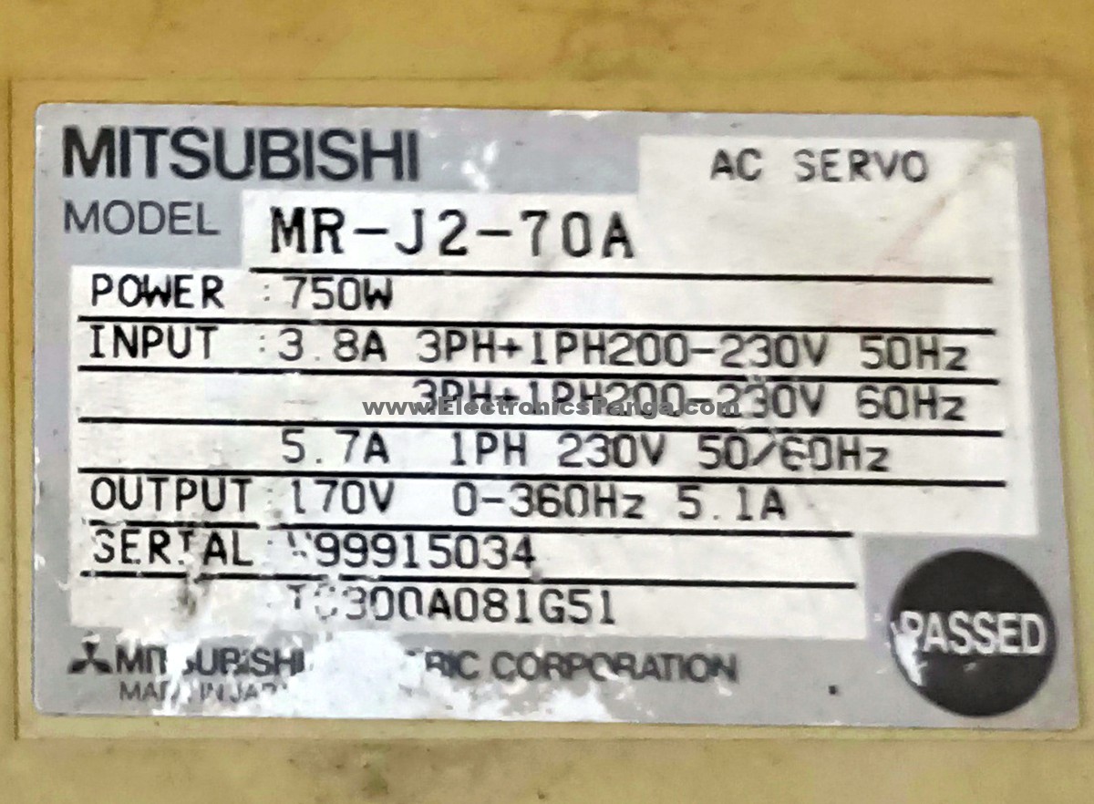 MITSUBISHI 750W (0.75Kw) MR-J2-70A AC Servo Driver SD1132 - Image 3