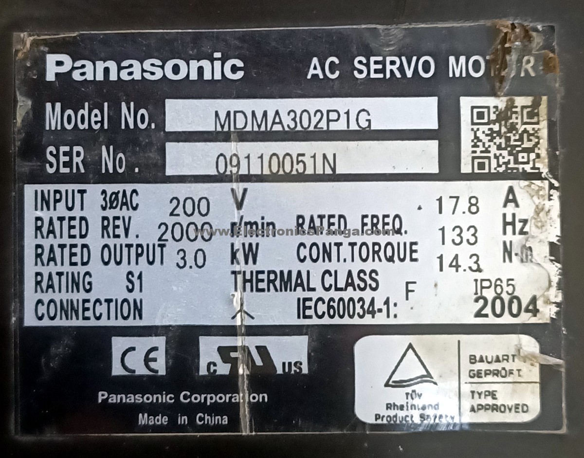 PANASONIC 3Kw (3000W) MDMA302P1G AC Servo Motor SM943 - Image 2