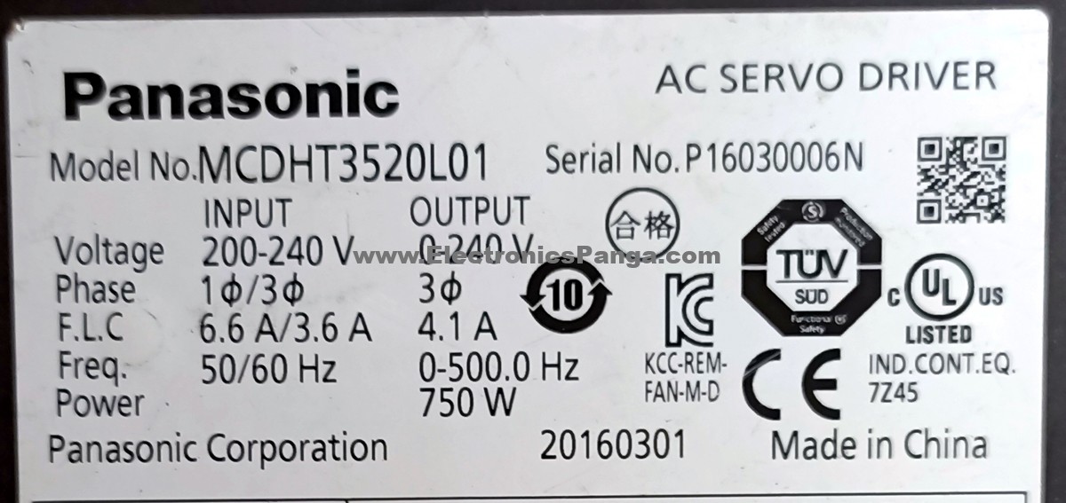 PANASONIC 750W (0.75Kw) MCDHT3520L01 AC Servo Driver SD1124 - Image 4
