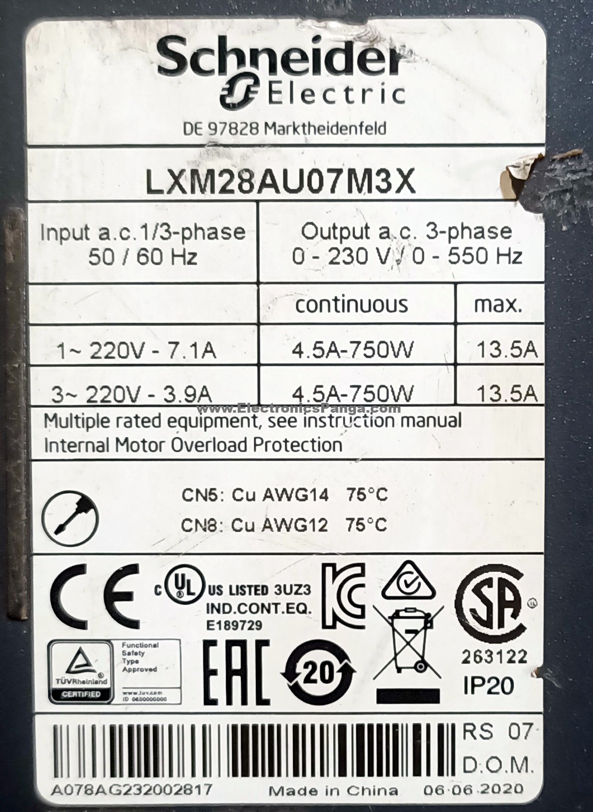 SCHNEIDER ELECTRIC 750W (0.75Kw) LXM28AU07M3X AC Servo Driver SD1098 - Image 3