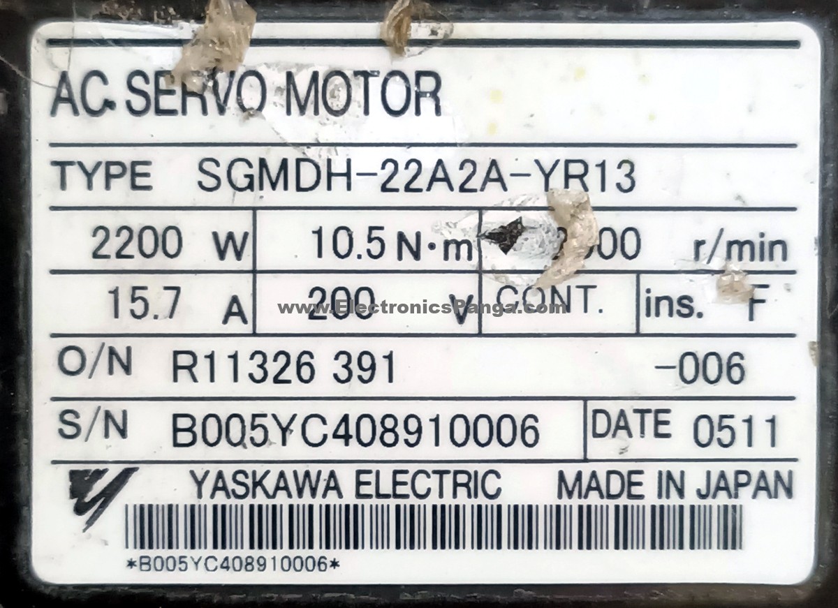 YASKAWA 2200w (2.2kw) SGMDH-22A2A-YR13 AC Servo Motor Encoder RE162 - Image 2
