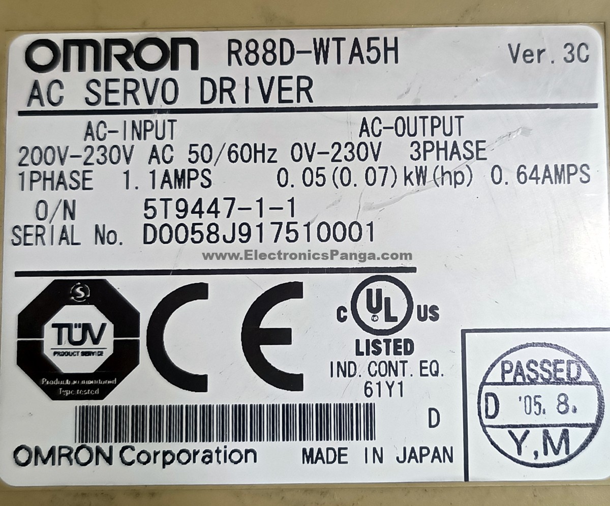 OMRON 0.05Kw (50W) R88D-WTA5H AC Servo Driver SD1204 - Image 3