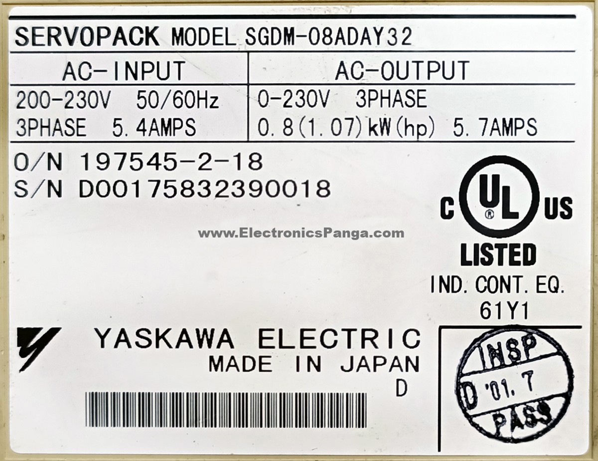 YASKAWA 0.8Kw (800W) SGDM-08ADAY32 AC Servo Driver SD1164 - Image 3