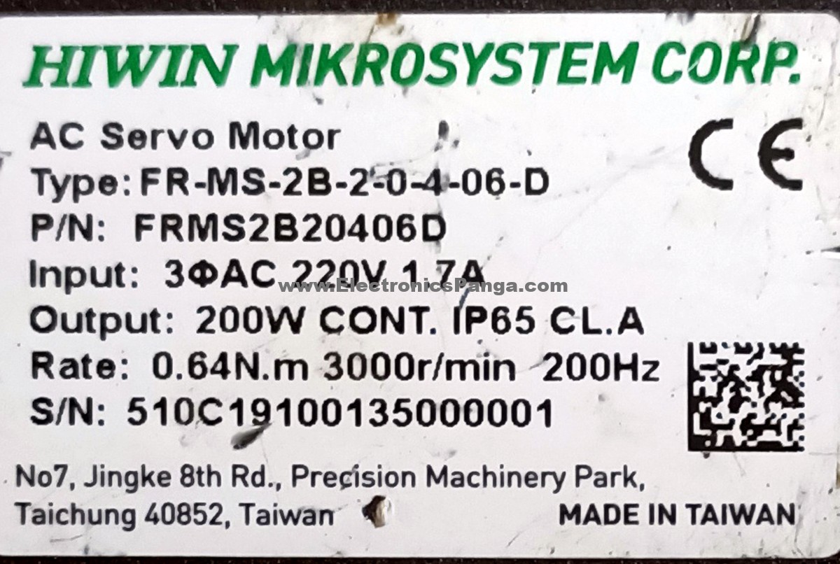HIWIN MIKROSYSTEM 200W (0.2Kw) FR-MS-2B-2-0-4-06-D AC Servo Motor SM1012 - Image 2