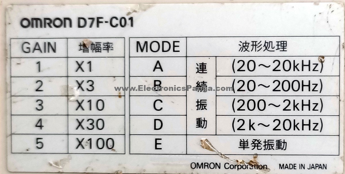 OMRON D7F-C01 12-24V/DC Vibration Sensor Controller AS621 - Image 4