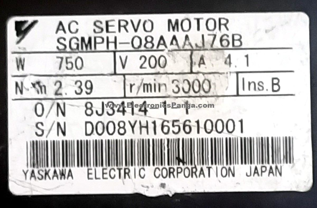 YASKAWA 750W (0.75Kw) SGMPH-08AAAJ76B AC Servo Motor SM1026 - Image 2