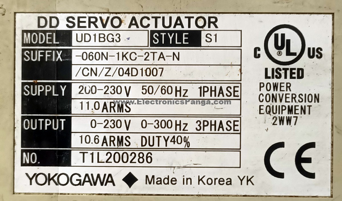 YASKAWA YOKOGAWA UD1BG3 DDServo Actuator SD1241 - Image 3