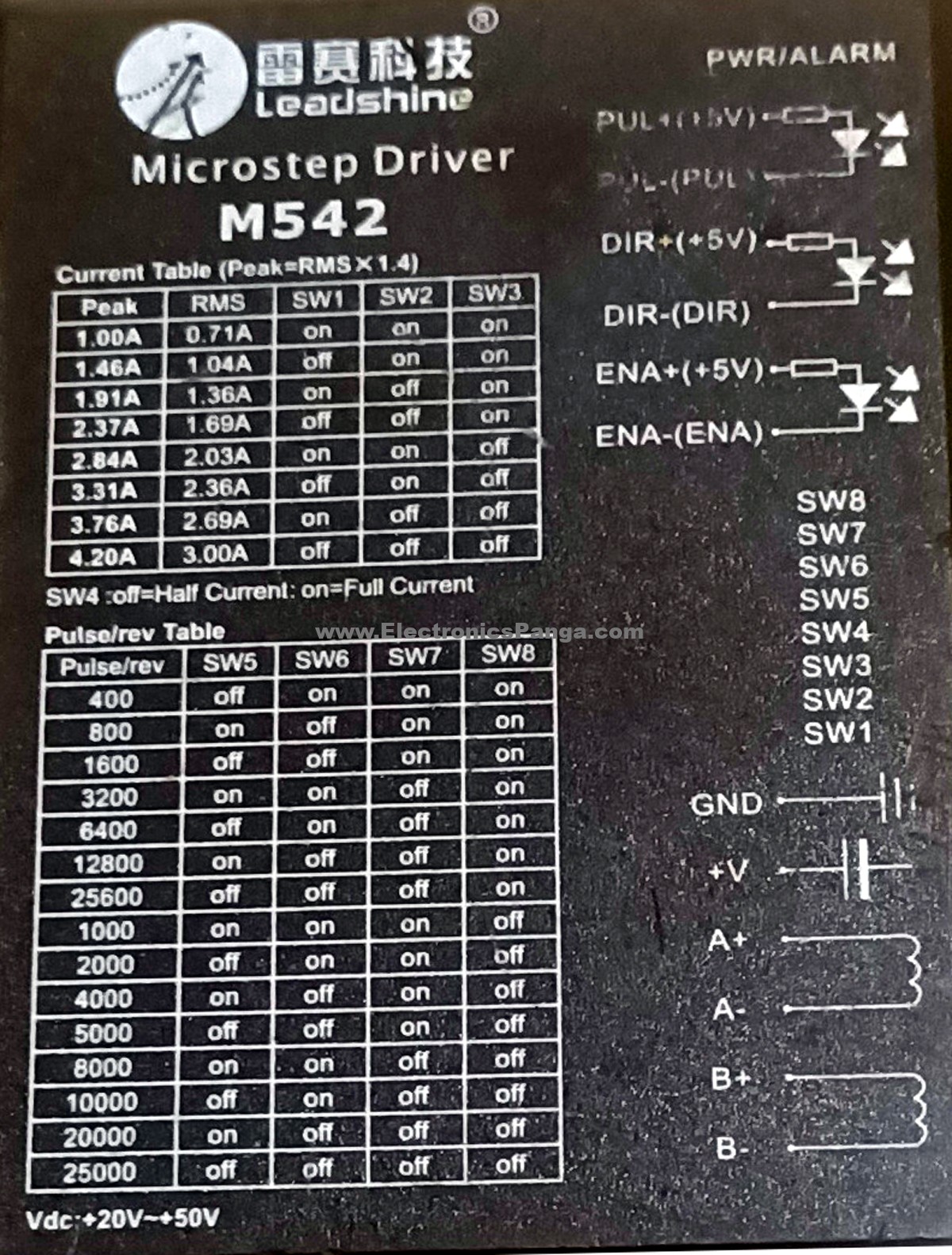 LEADSHINE M542 5V Pulse 2-Phase 20-50V/DC 4.20A Microstep Driver STD302 - Image 3