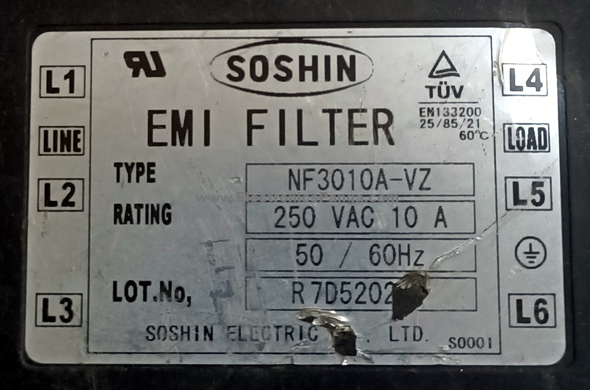 SOSHIN NF3010A-VZ 250V/AC 10A 50/60Hz EMI Filter F59 - Image 2