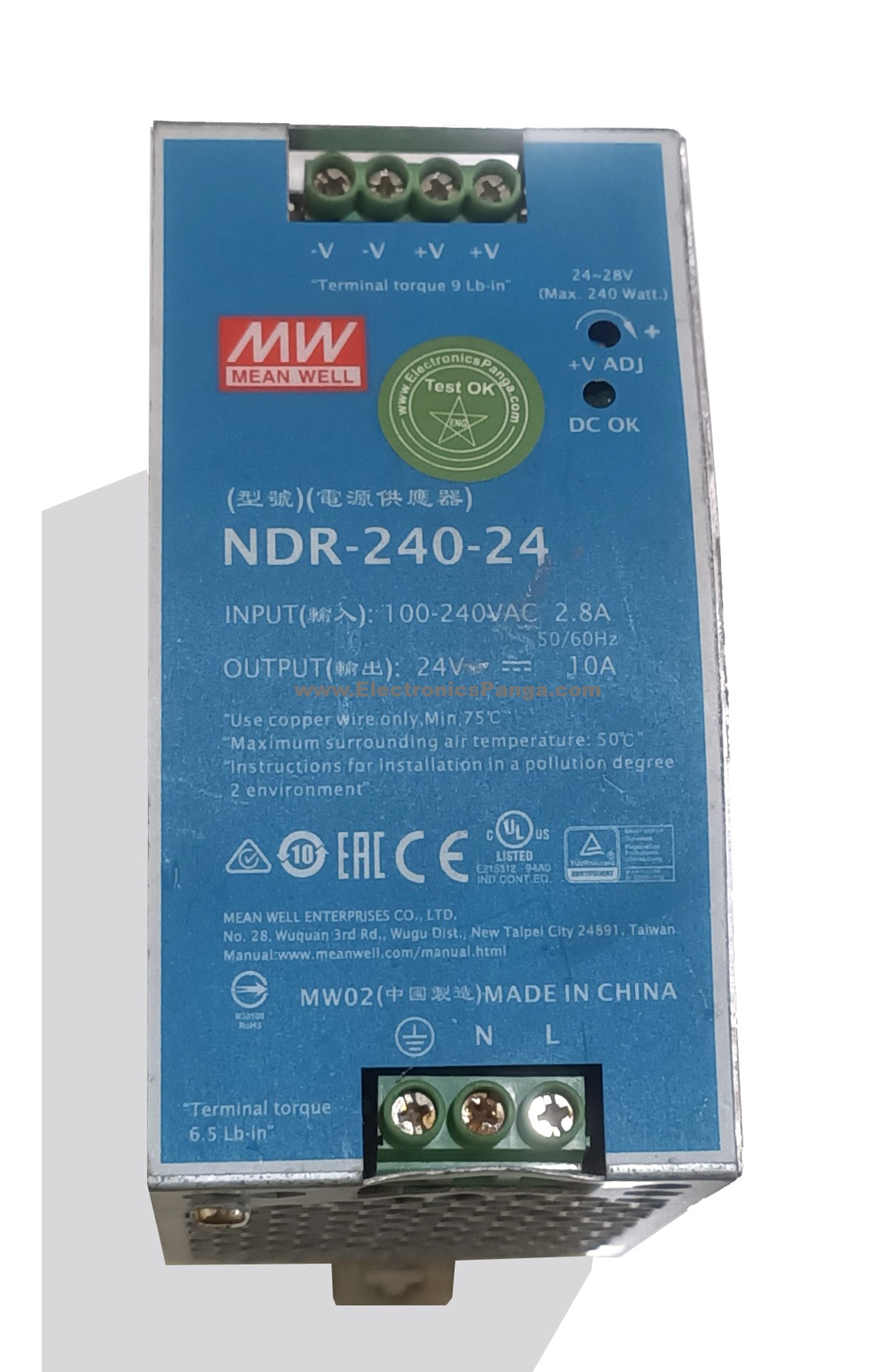 Ndr240 MEAN WELL NDR-240-24 24V 10A AC To DC Single Output Swicthing Power ...