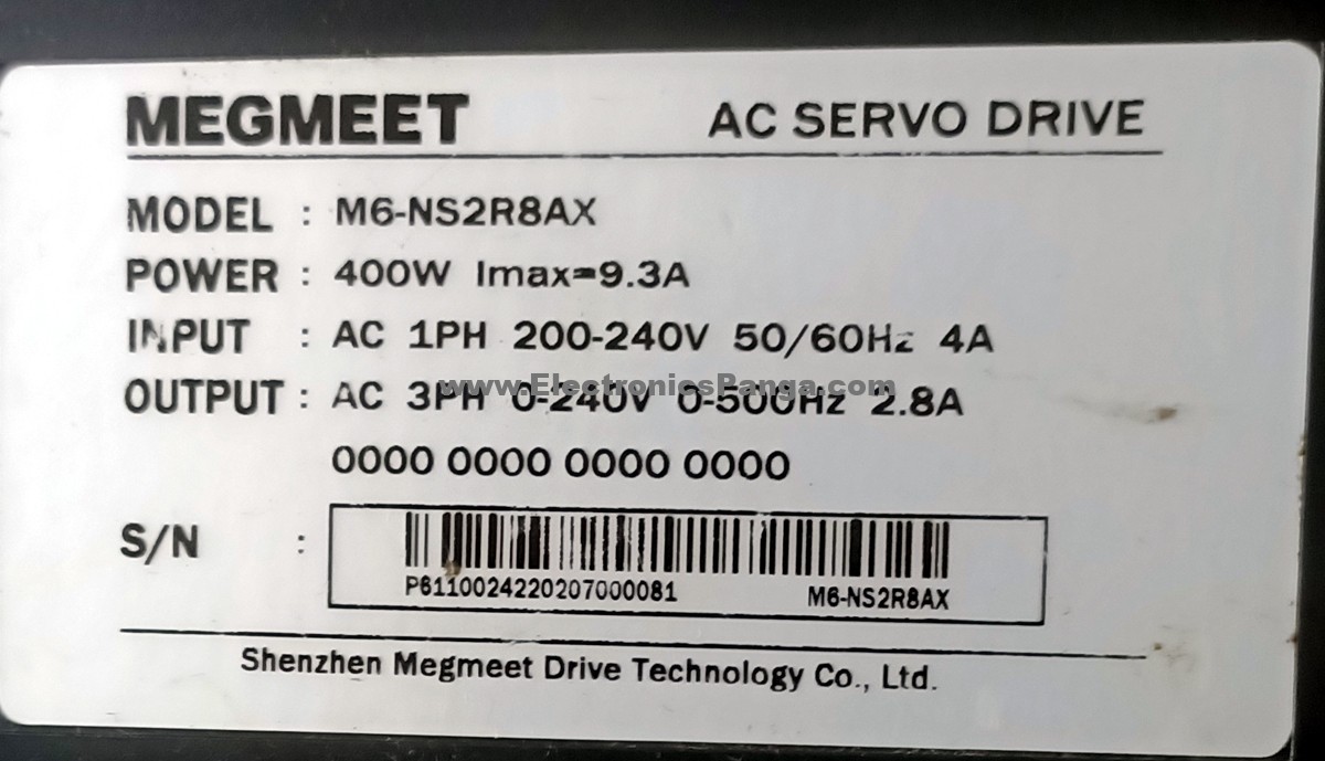 MEGMEET 400w (0.4kw) M6-NS2R8AX AC Servo Driver SD1328 - Image 4