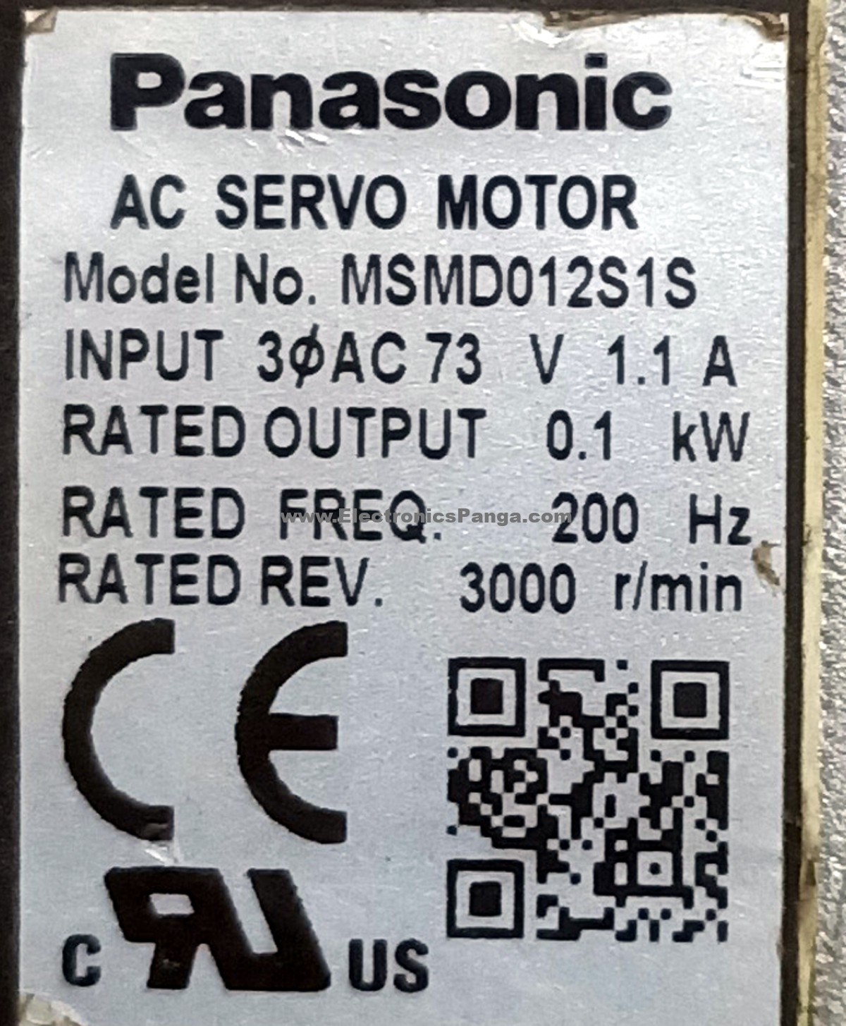 PANASONIC 100W (0.1Kw) MSMD012S1S AC Servo Motor SM1111 - Image 2