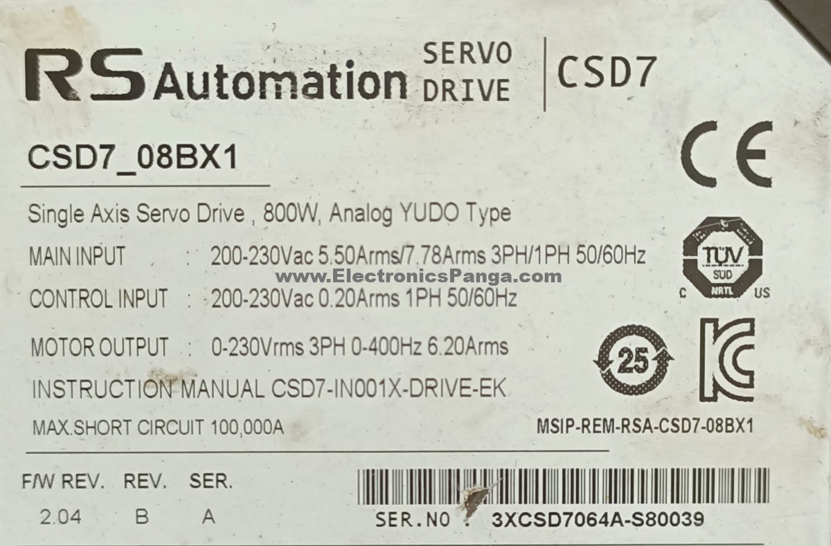 RS AUTOMATION 800W (0.8kw) CSD7_08BX1 CSD7-08BX1 Single Axis Servo Driver SD1351 - Image 4