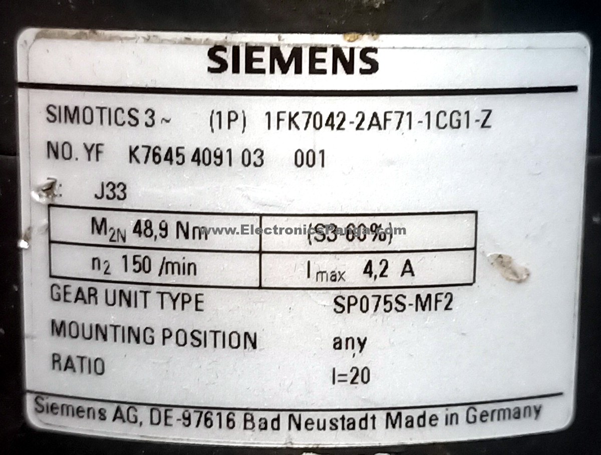 SIEMENS 20:1 Ratio SP075S-MF2 Reducer Gearbox G1292 - Image 2