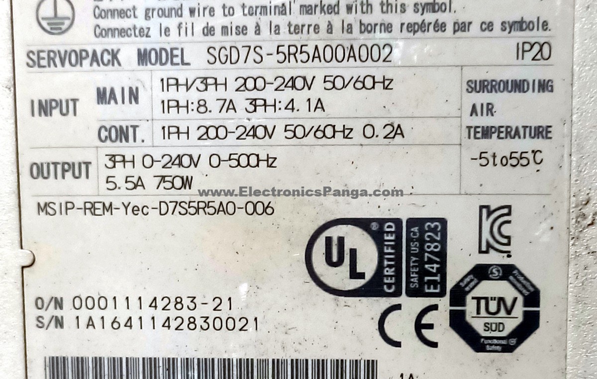 YASKAWA 0.75Kw (750W) SGD7S-5R5A00A002 AC Servo Driver SD1335 - Image 3
