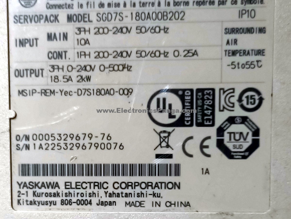 YASKAWA 2Kw (2000W) SGD7S-180A00B202 AC Servo Driver SD1334 - Image 2