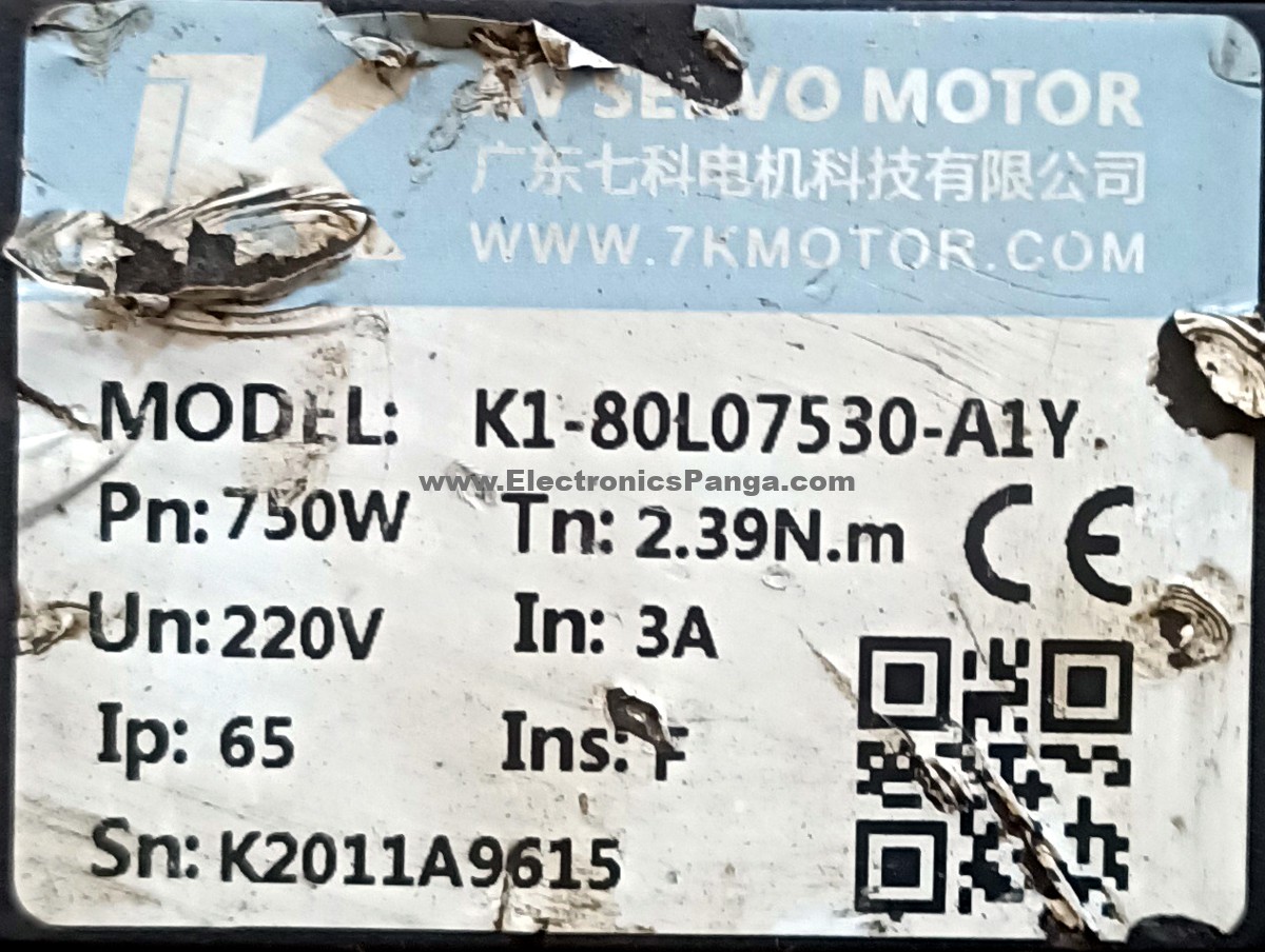 7K MOTOR 750W (0.75Kw) K1-80L07530-A1Y AC Servo Motor SM1125 – Star ...