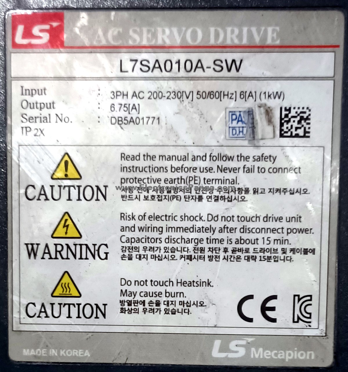 LS MECAPION 1Kw (1000W) L7SA010A-SW AC Servo Driver SD1384 - Image 3