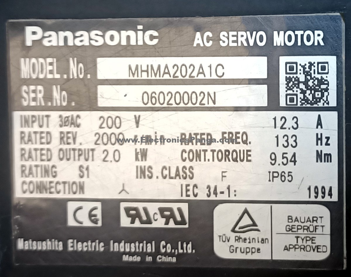 PANASONIC A3 2Kw (2000W) MHMA202A1C AC Servo Motor SM1161 - Image 2