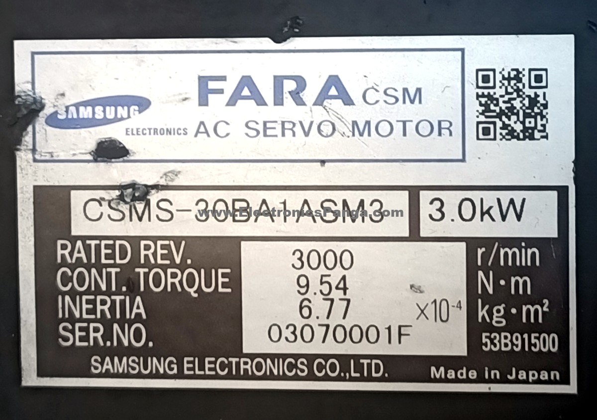 SAMSUNG FARA 3Kw (3000W) CSMS-30BA1ASM3 AC Servo Motor SM1164 - Image 2