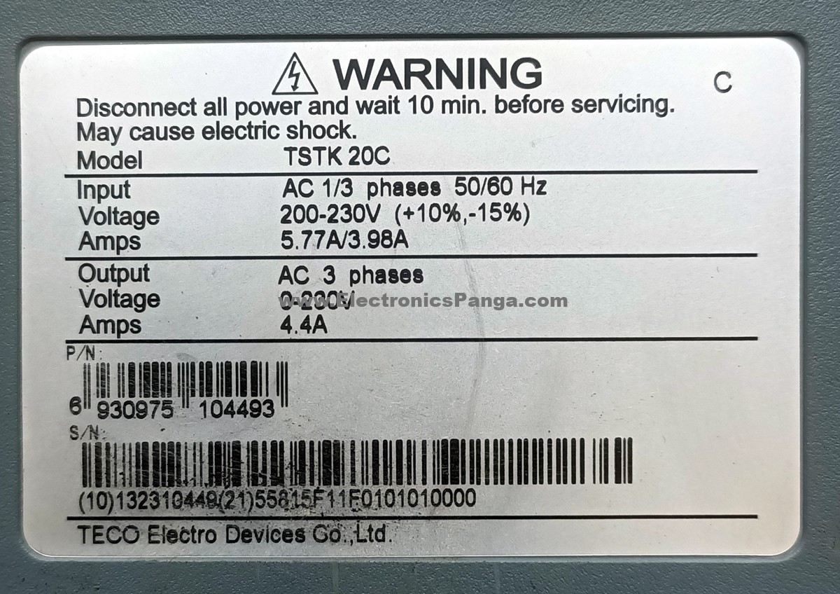 TECO ELECTRIC 750W (0.75Kw) TSTK20C AC Servo Driver SD1419 - Image 4