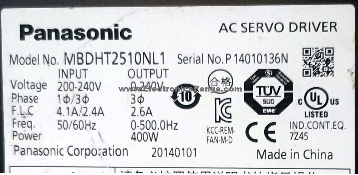 PANASONIC 400W (0.4Kw) MBDHT2510NL1 AC Servo Driver SD1453 - Image 3