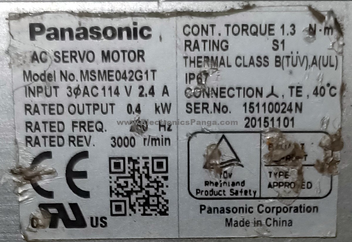 PANASONIC 400W (0.4Kw) MSME042G1T AC Servo Motor SM2004 - Image 2