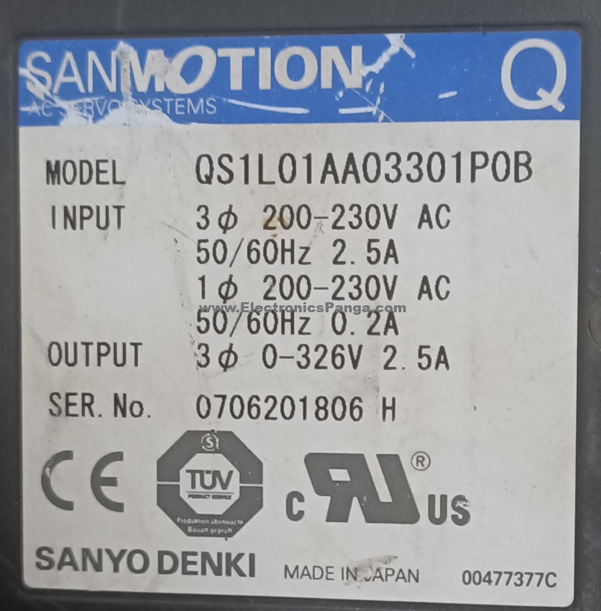 SANYO DENKI Sanmotion QS1L01AA03301P0B AC Servo Driver SD1447 - Image 3