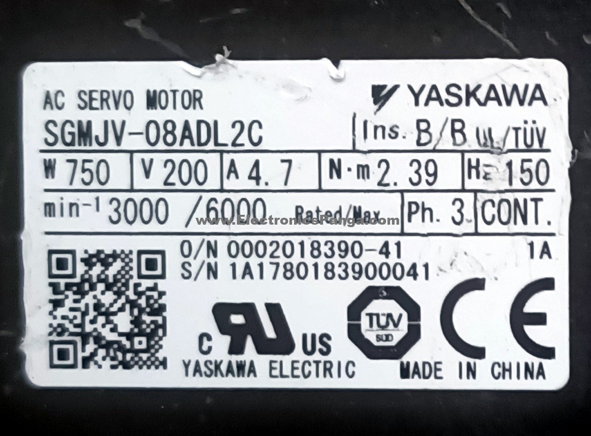 YASKAWA 750W (0.75Kw) SGMJV-08ADL2C AC Servo Motor SM2002 - Image 2
