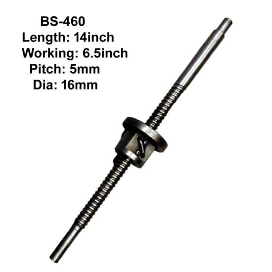 16X5 CNC Ball Screw With Nut 5mm Pitch 6.5inch Working and 14inch Length BS-460