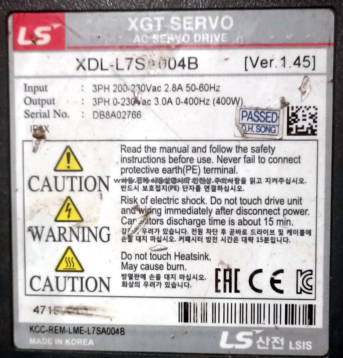 LS XGT 400W (0.4Kw) XDL-L7SA004B AC Servo Driver SD1475 - Image 4