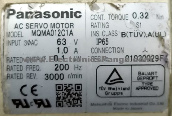 PANASONIC 0.1Kw (100W) MQMA012C1A AC Servo Motor SM1301 - Image 2