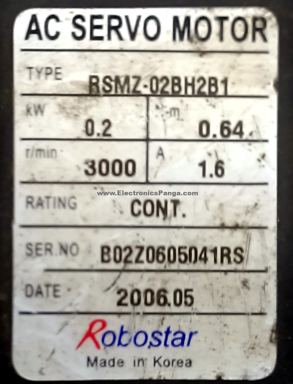 ROBOSTAR 0.2Kw (200W) RSMZ-02BH2B1 AC Servo Motor SM1247 - Image 2