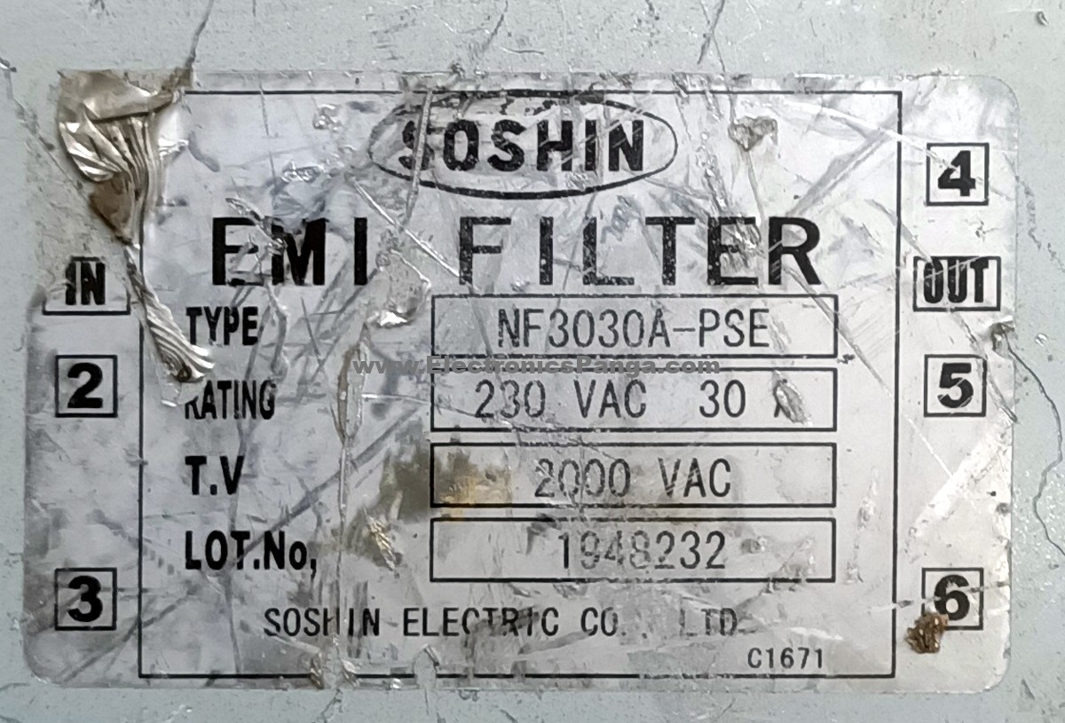 SOSHIN NF3030A-PSE 230V 30A EMI Filter F100 - Image 2