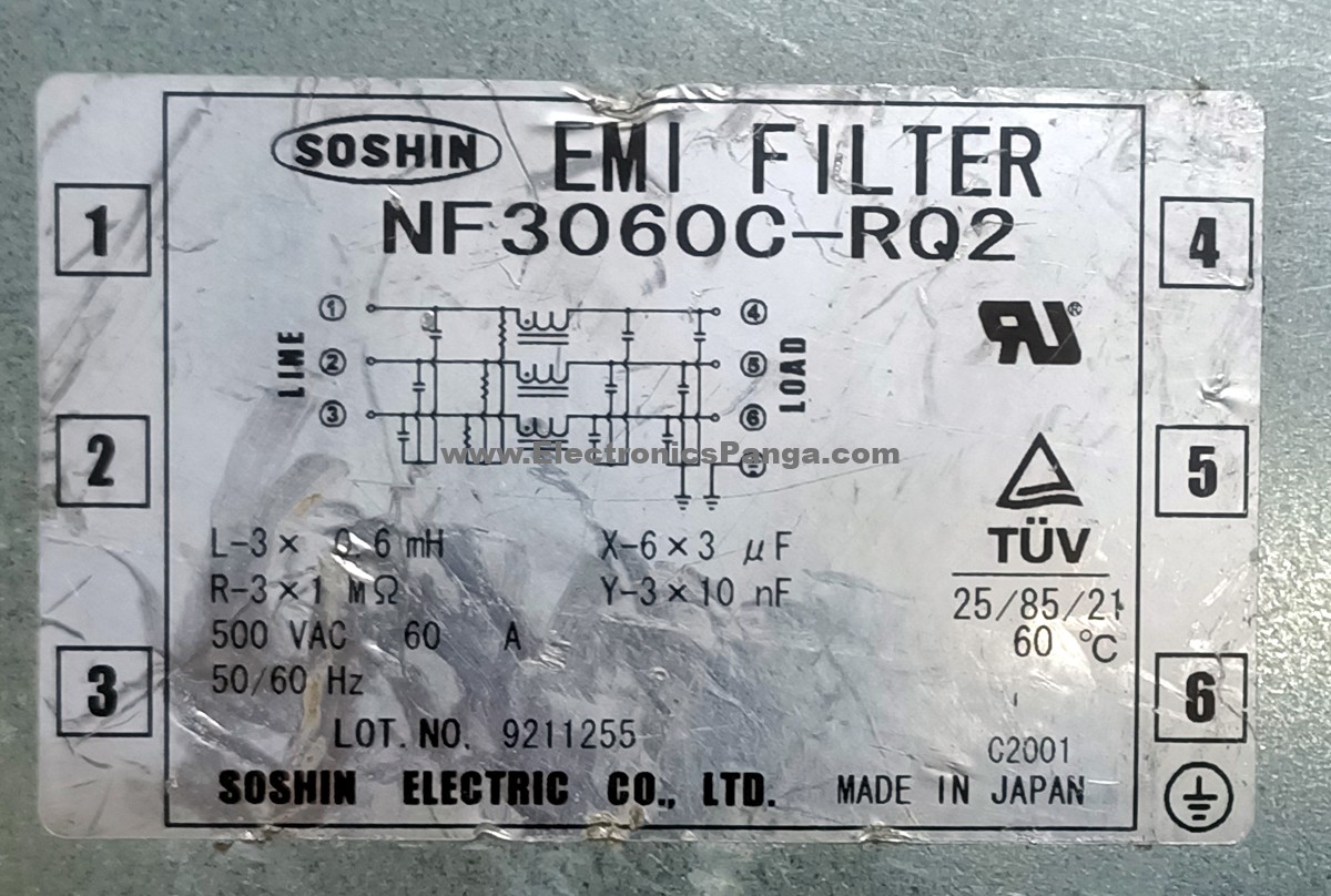 SOSHIN NF3060C-RQ2 500V 60A 50/60Hz EMI Filter F99 - Image 2