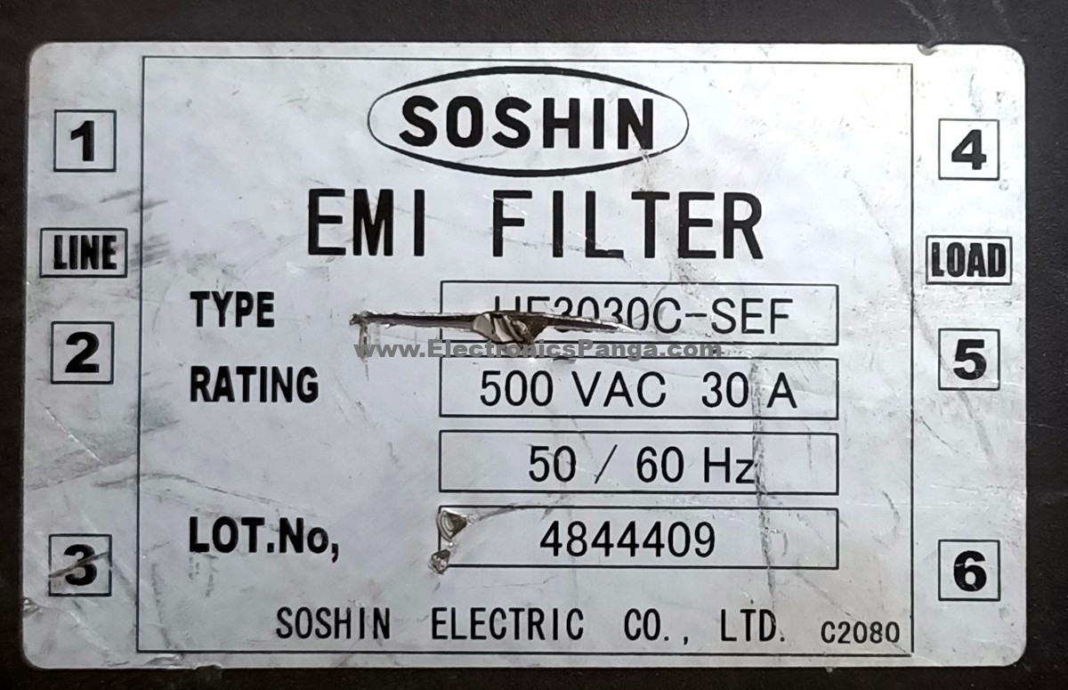 SOSHIN HF3030C-SEF 500V 30A 50/60Hz EMI Filter F97 - Image 2