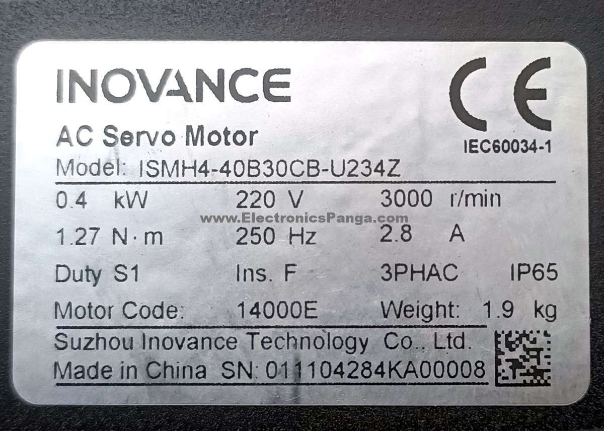 SUZHOU INOVANVE 0.4Kw (400W) ISMH4-40B30CB-U234Z AC Servo Motor SM1288 - Image 3
