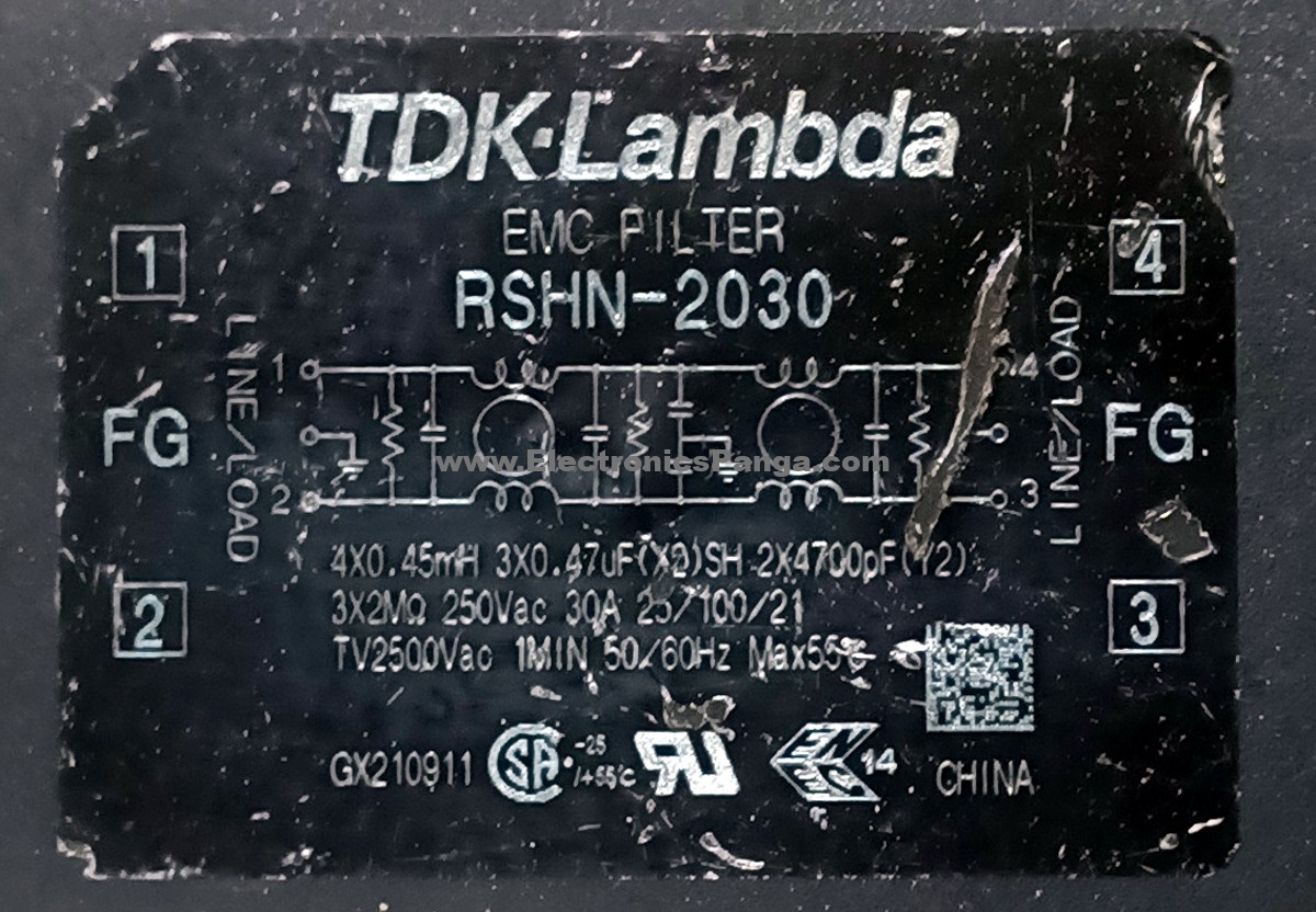 TDK-LAMBDA RSHN-2030 250V 30A 50/60Hz EMC Filter F89 - Image 2