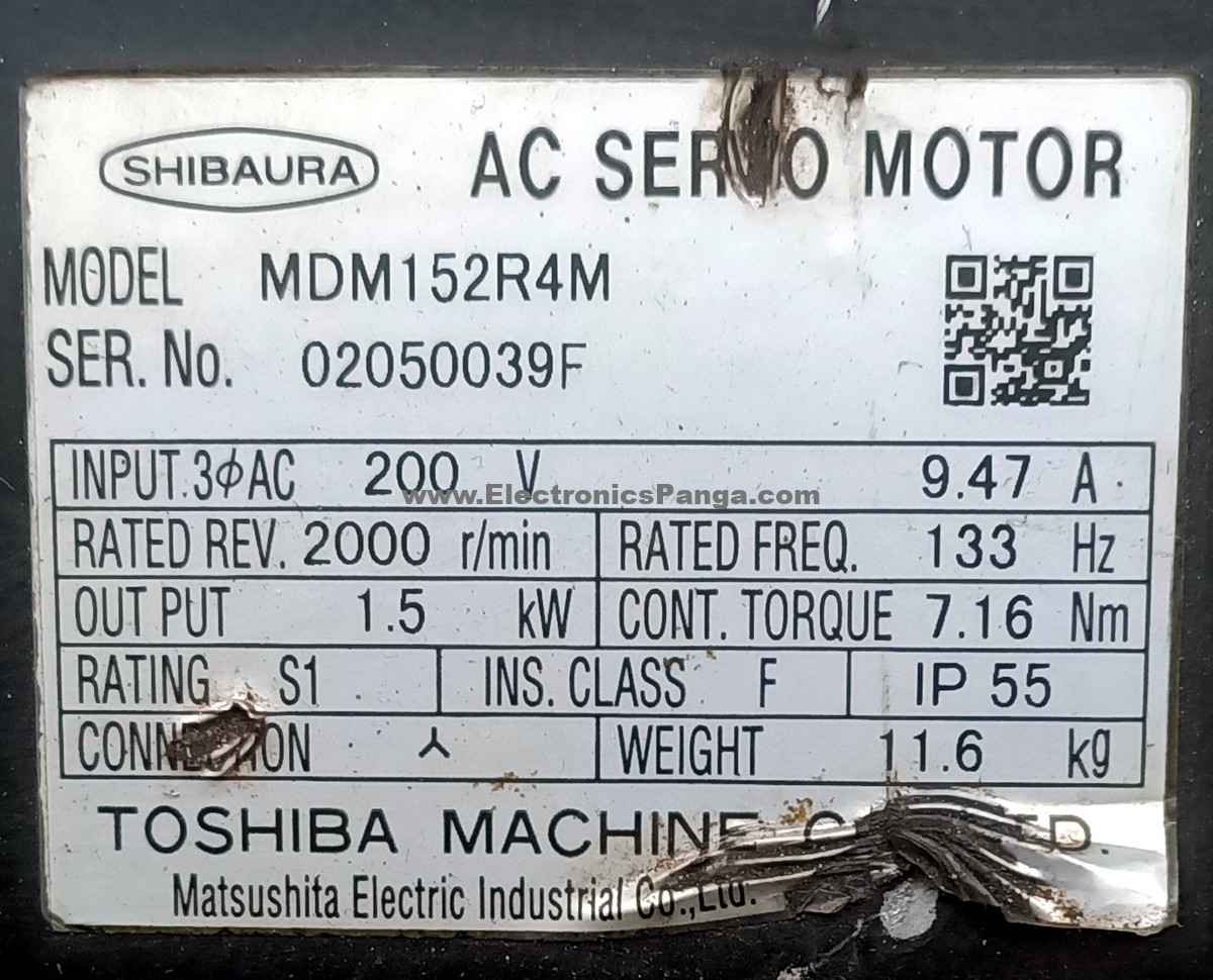 TOSHIBA 1.5Kw (1500W) MDM152R4M AC Servo Motor SM1314 - Image 2