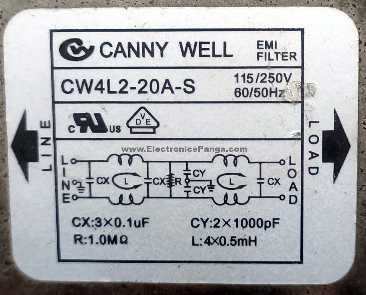 CANNY WELL CW4L2-20A-S 115-250V 20A 50/60Hz EMI Filter F110 - Image 2