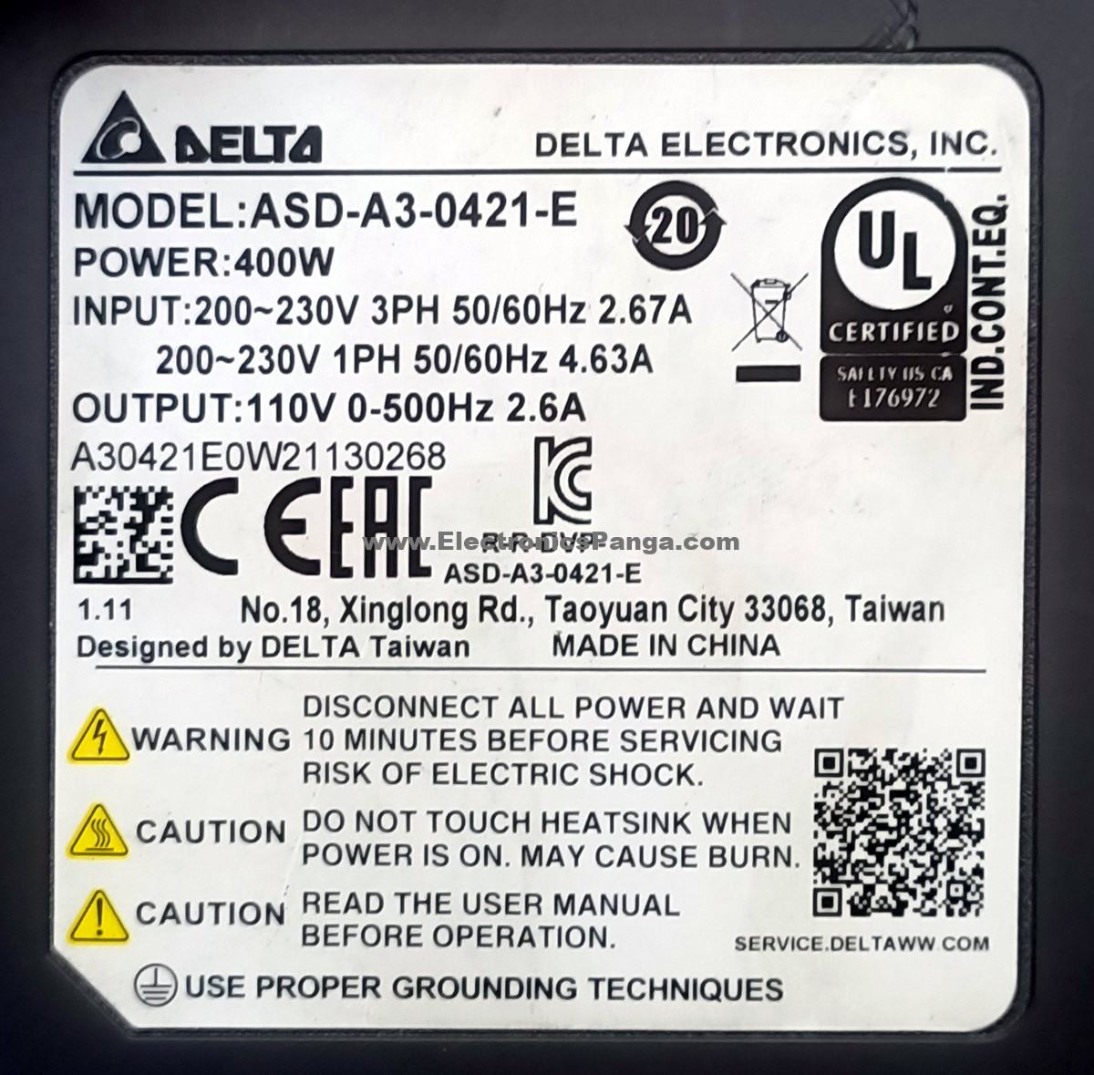 DELTA 400W (0.4Kw) ASD-A3-0421-E AC Servo Driver SD1521 - Image 4