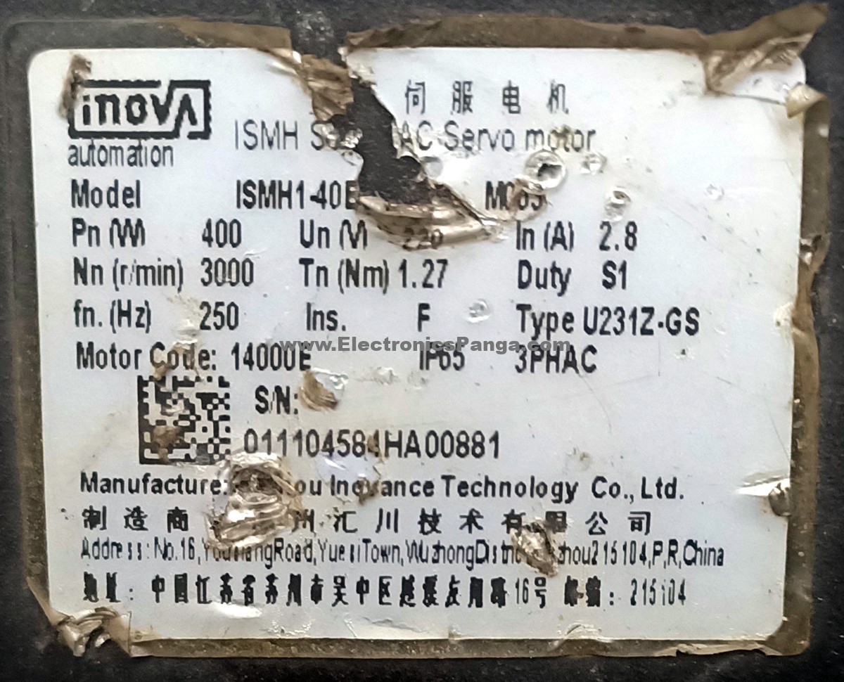 INOVA 400W (0.4Kw) ISMH1-40B30CB AC Servo Motor SM1341 - Image 2