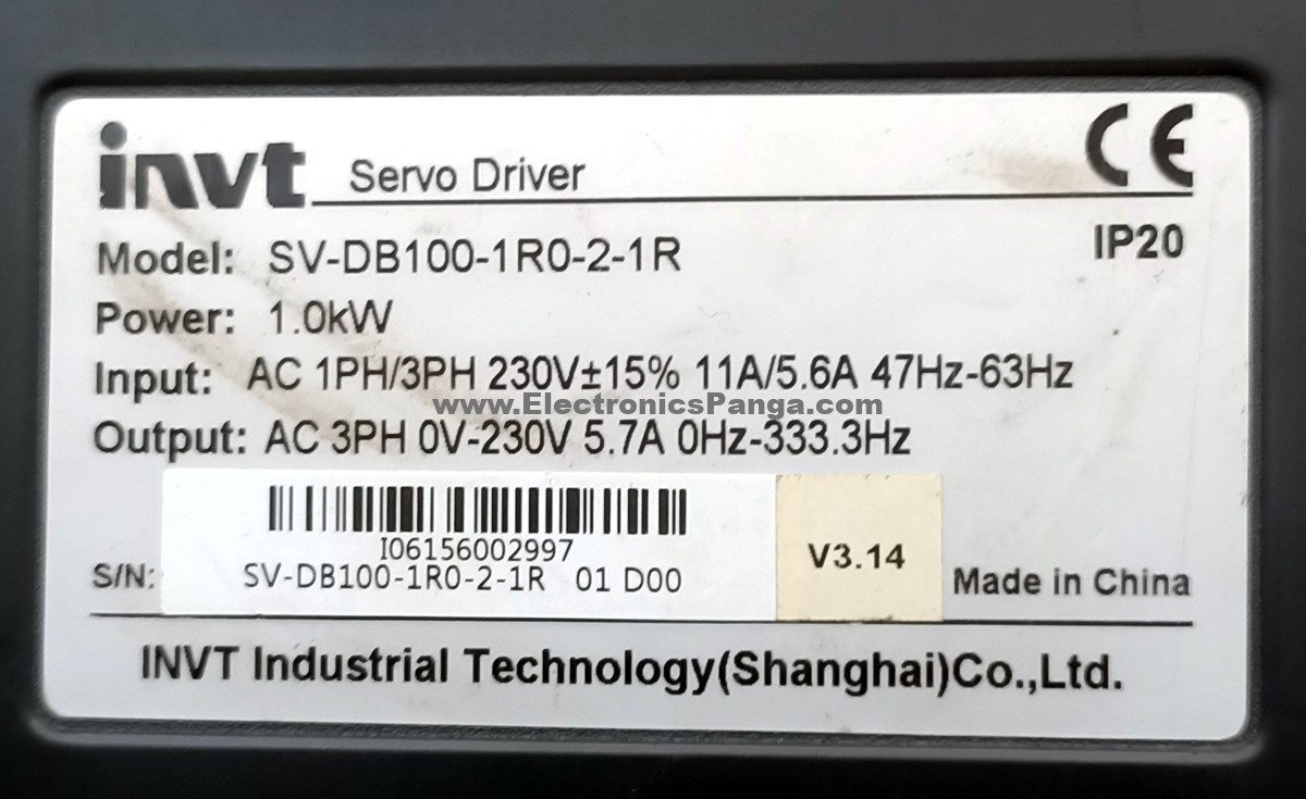 INVT 1Kw (1000W) SV-DB100-1R0-2-1R AC Servo Driver + Motor SV-MM13-1R0F ...