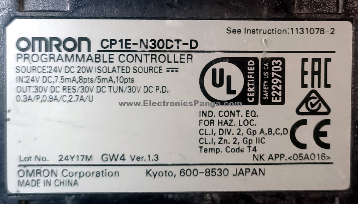 OMRON CP1E-N30DT-D Programmable Controller (PLC) PL268 - Image 2