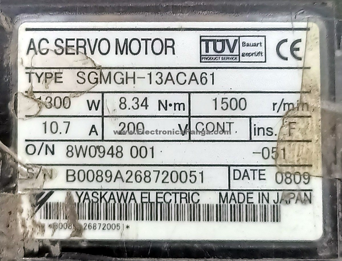 YASKAWA 1300W (1.3Kw) SGMGH-13ACA61 AC Servo Motor SM1322 - Image 2