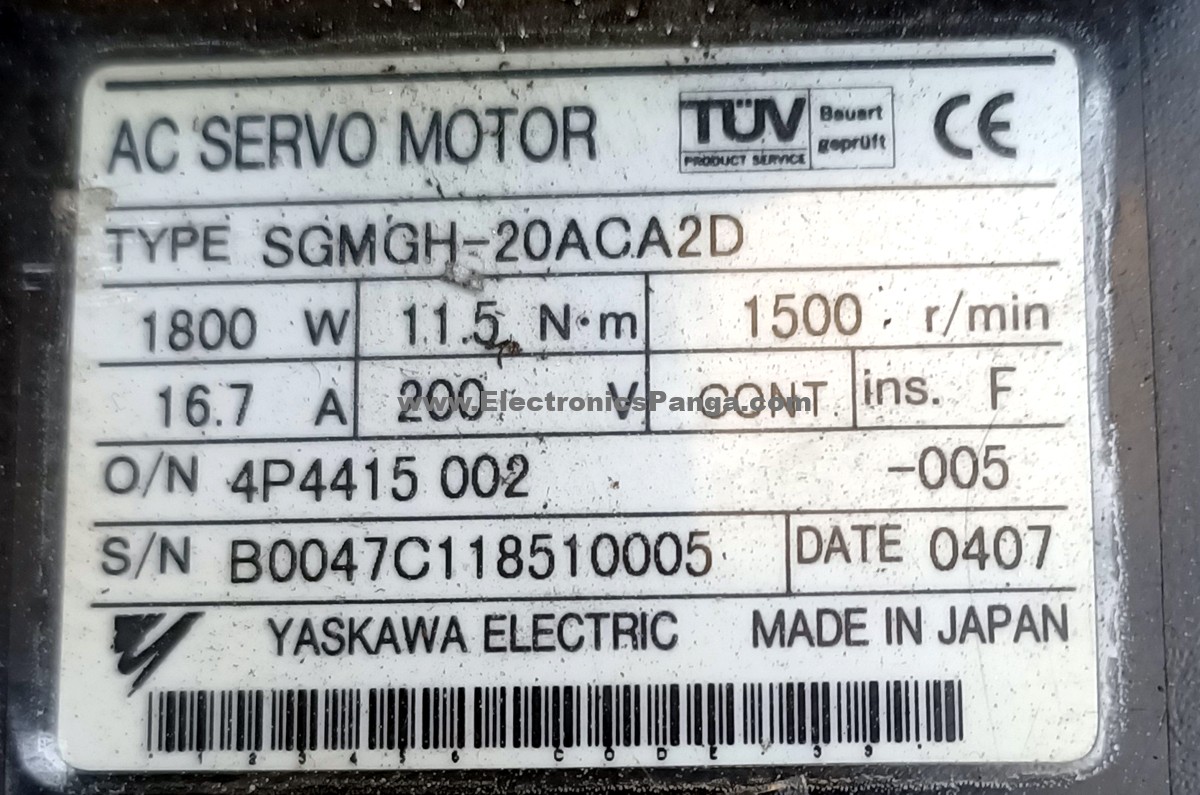YASKAWA 1800W (1.8Kw) SGMGH-20ACA2D AC Servo Motor SM1332 - Image 2
