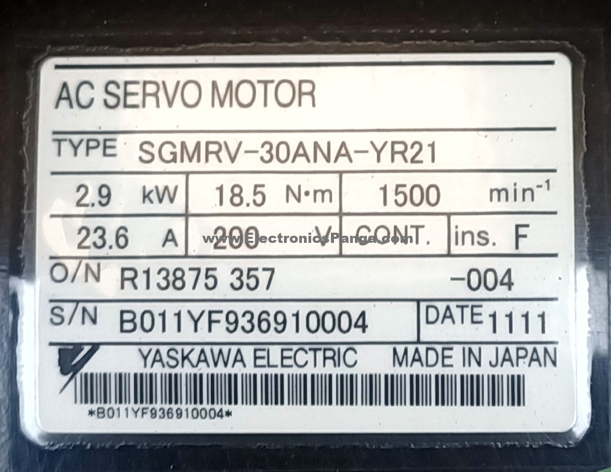YASKAWA 2.9Kw (2900W) SGMRV-30ANA-YR21 AC Servo Motor SM1337 - Image 2
