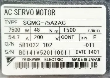 YASKAWA 7.5Kw (7500W) SGMG-75A2AC AC Servo Motor SM1331 - Image 2