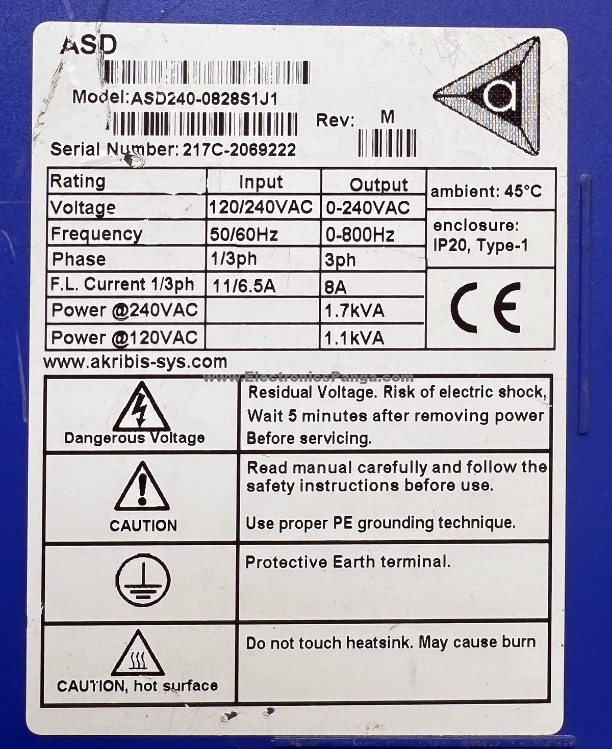 AKRIBIS SYSTEM 1.1-1.7KVA ASD240-0828S1J1 AC Servo Driver SD1543 - Image 2
